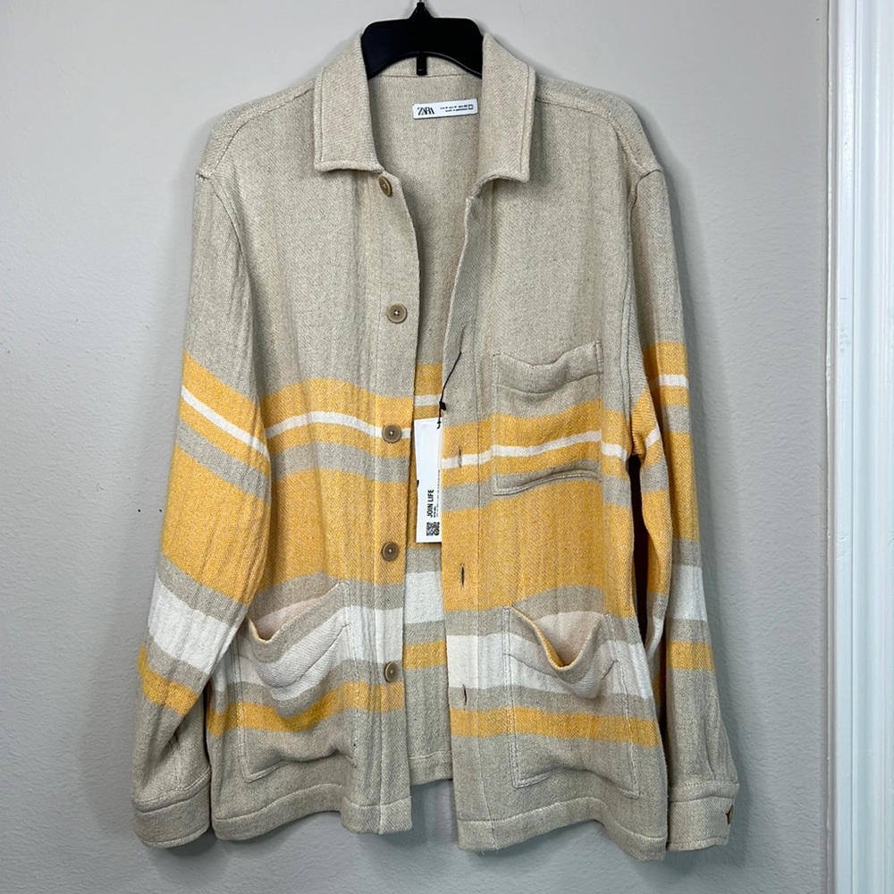 ZARA YELLOW AND CREAM LIGHT WEIGHT JACKET